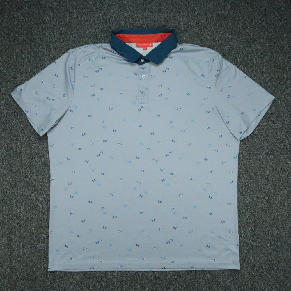 Redvanly Shirt Mens Extra Large Blue Butterfly Performance Polo Golf Tennis XL
